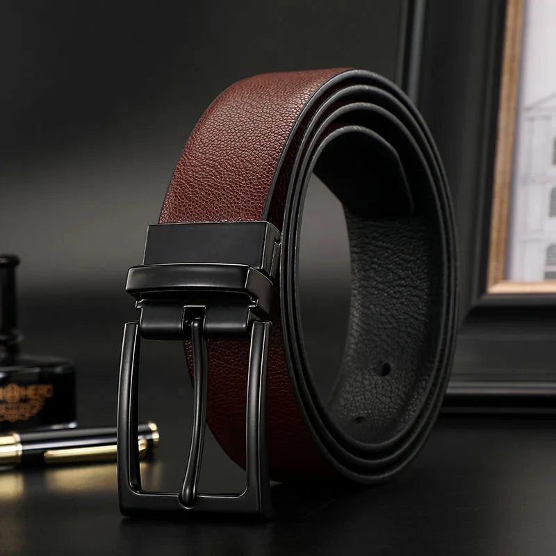 Reversible Business Work Man Belts High Quality Luxury Trouser Jeans Belts For Men Genuine Leather Belts Male Casual Strap HQ238