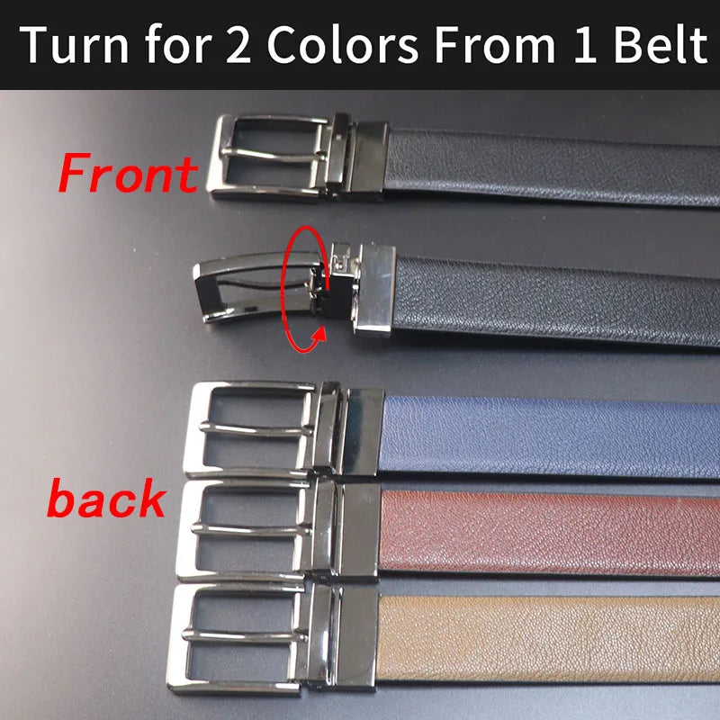 Reversible Business Work Man Belts High Quality Luxury Trouser Jeans Belts For Men Genuine Leather Belts Male Casual Strap HQ238