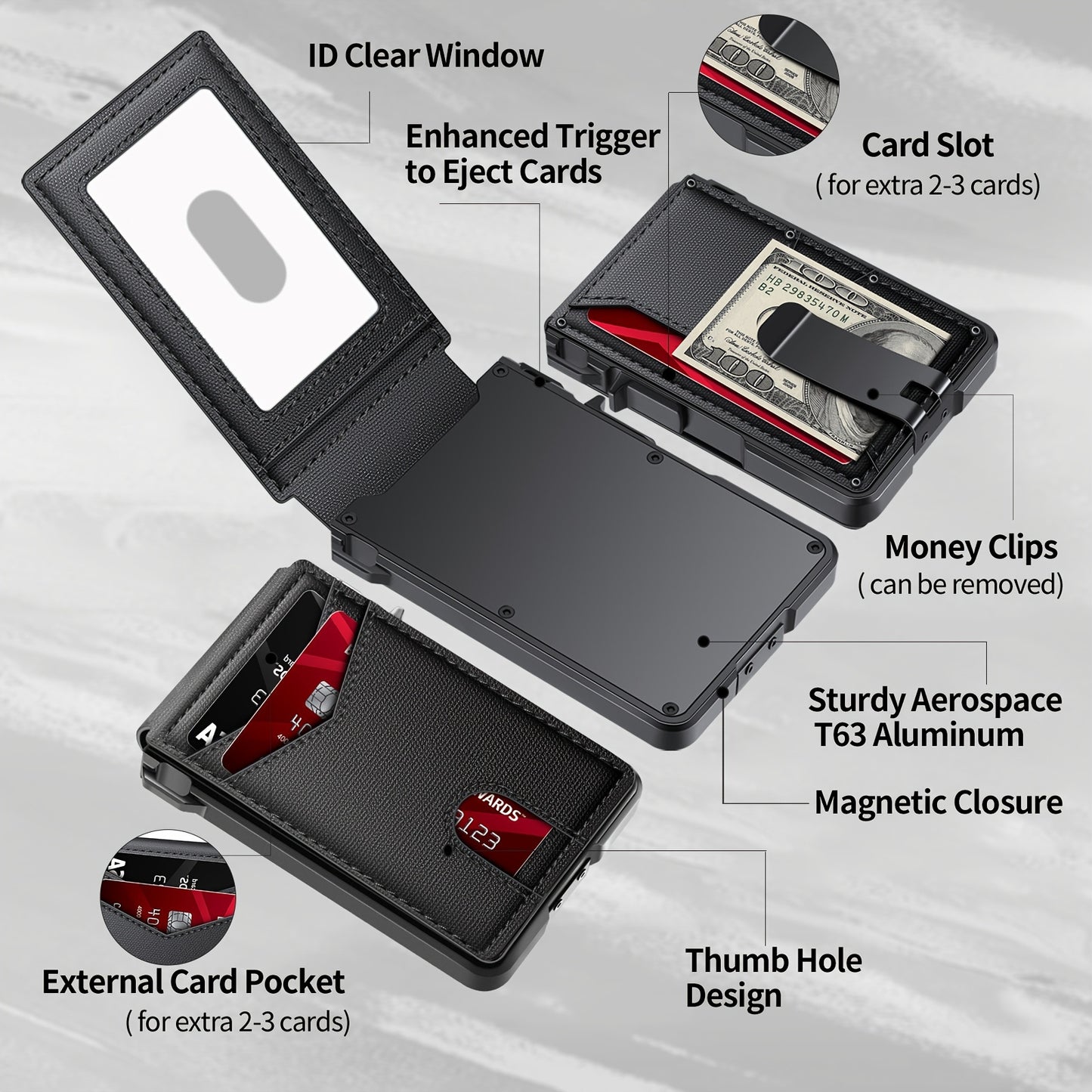 Slim men's wallet with RFID blocking